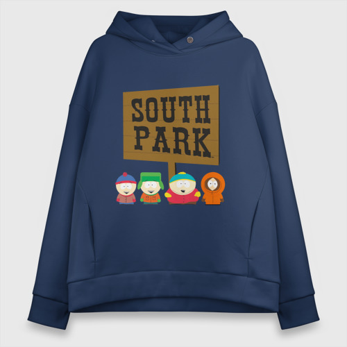 Женское худи Oversize хлопок South Park, цвет темно-синий