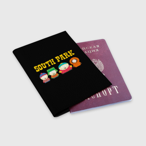 Обложка для паспорта матовая кожа South Park, цвет черный - фото 3