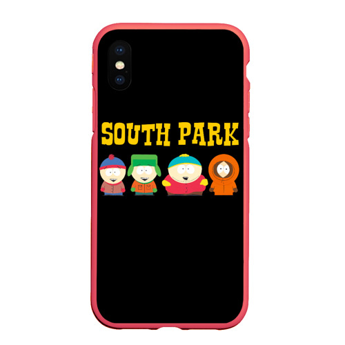 Чехол для iPhone XS Max матовый South Park, цвет красный