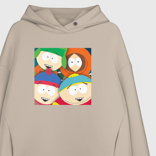 Женское худи Oversize хлопок South Park, цвет миндальный - фото 3