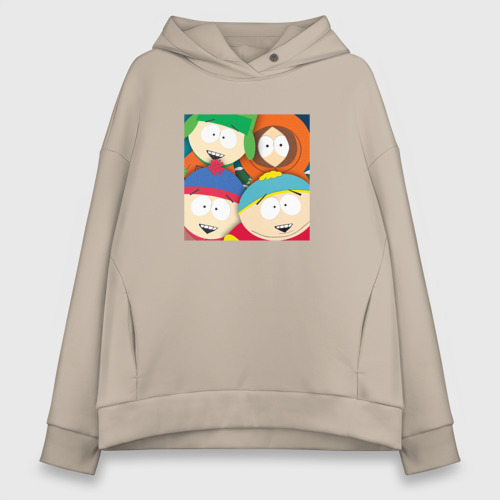 Женское худи Oversize хлопок South Park, цвет миндальный
