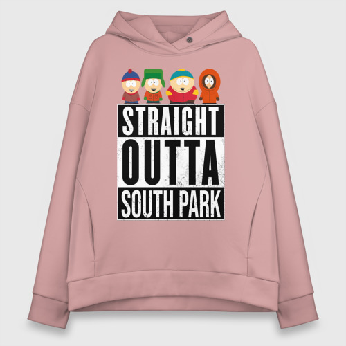 Женское худи Oversize хлопок South Park, цвет пыльно-розовый