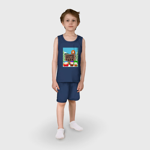 Детская пижама с шортами хлопок Южный парк главные герои, цвет темно-синий - фото 3