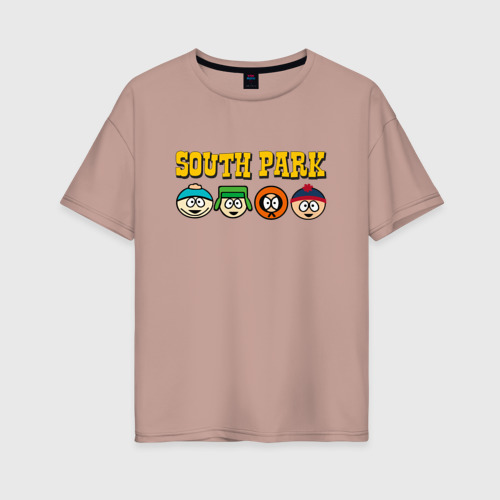 Женская футболка хлопок Oversize с принтом Южный парк минимализм, вид спереди #2