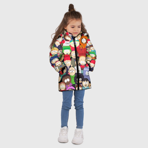 Зимняя куртка для девочек 3D с принтом South Park персонажи, вид сбоку #3