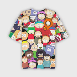 Футболка с принтом South Park персонажи для ребенка, вид сзади №1. Цвет основы: белый
