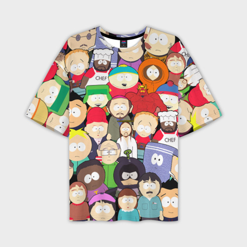 Мужская футболка оверсайз с принтом South Park персонажи, вид спереди №1