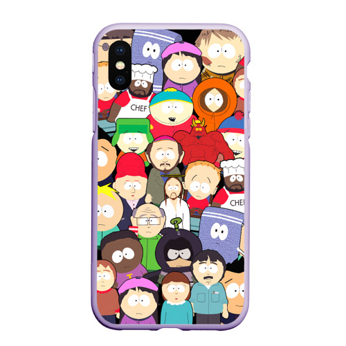 Чехол для iPhone XS Max матовый South Park персонажи, цвет светло-сиреневый