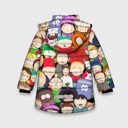 Зимняя куртка для девочек 3D с принтом South Park персонажи, вид сзади #1