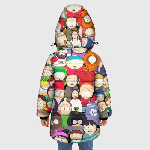 Зимняя куртка для девочек 3D с принтом South Park персонажи, вид сзади #2