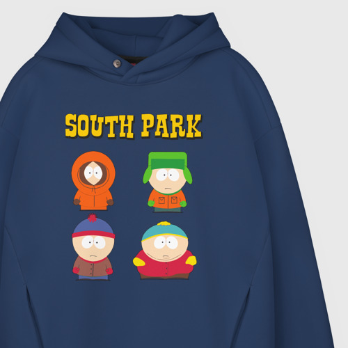 Мужское худи Oversize хлопок Южный Парк South Park, цвет темно-синий - фото 4