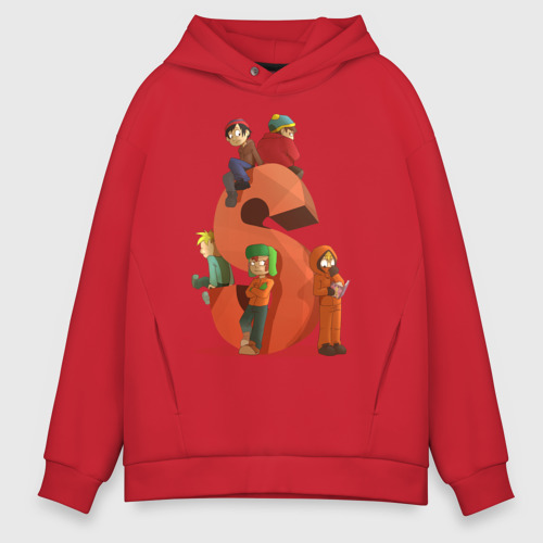 Мужское худи Oversize хлопок South Park, цвет красный