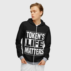 Мужская толстовка 3D на молнии Tokens life matters - фото 2