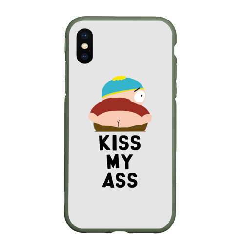 Чехол для iPhone XS Max матовый с принтом Kiss My Ass, вид спереди #2