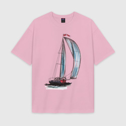 Женская футболка Oversize хлопок texturе Парусник