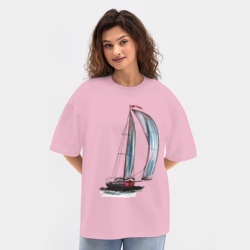 Женская футболка Oversize хлопок texturе Парусник - фото 2