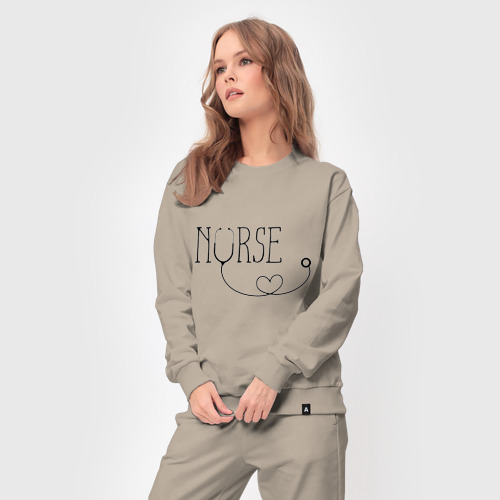 Женский костюм хлопок Nurse, цвет миндальный - фото 5