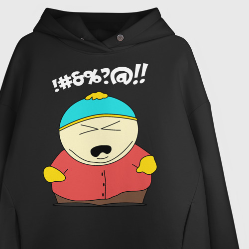 Женское худи Oversize хлопок South Park, Эрик Картман, цвет черный - фото 3