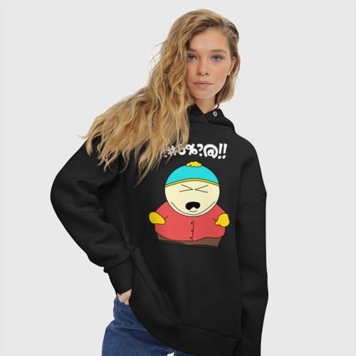 Женское худи Oversize хлопок South Park, Эрик Картман, цвет черный - фото 4