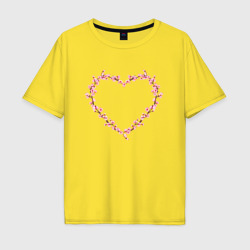 Мужская футболка хлопок Oversize Сердце из сакуры cherry Blossom heart