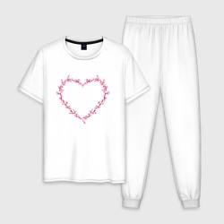 Мужская пижама хлопок Сердце из сакуры cherry Blossom heart