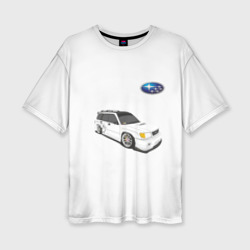 Женская футболка oversize 3D Subaru forester Субару Форестер