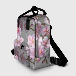 Рюкзак с принтом Сакура для женщины, вид спереди №2. Цвет основы: белый