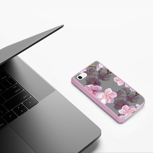 Чехол для iPhone 5/5S матовый Сакура, цвет розовый - фото 5