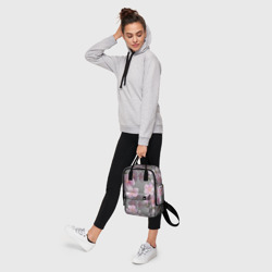 Рюкзак с принтом Сакура для женщины, вид на модели спереди №4. Цвет основы: белый