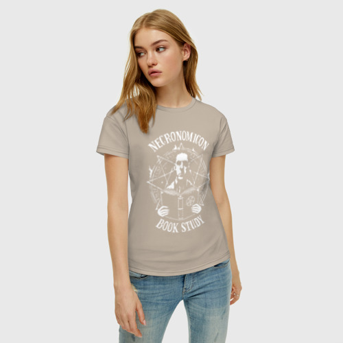 Женская футболка хлопок Лавкрафт, цвет миндальный - фото 3