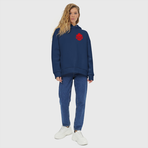 Женское худи Oversize хлопок Красный оверлорд лого, цвет темно-синий - фото 6