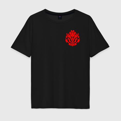 Мужская футболка хлопок Oversize Красный оверлорд лого, цвет черный