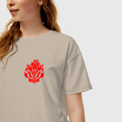 Женская футболка хлопок Oversize Красный оверлорд лого - фото 2
