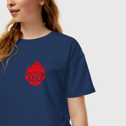 Женская футболка хлопок Oversize красный оверлорд лого - фото 2