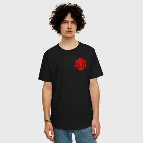 Мужская футболка хлопок Oversize Красный оверлорд лого, цвет черный - фото 3