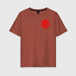 Женская футболка хлопок Oversize Красный оверлорд лого