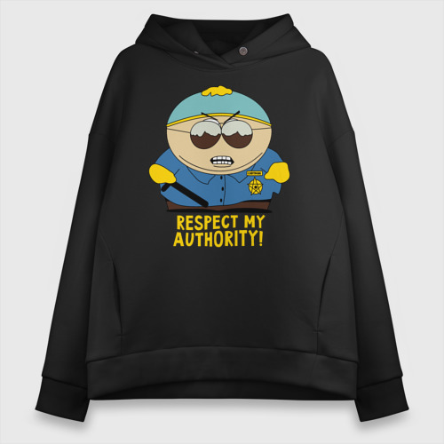 Женское худи Oversize хлопок South Park, Эрик Картман, цвет черный