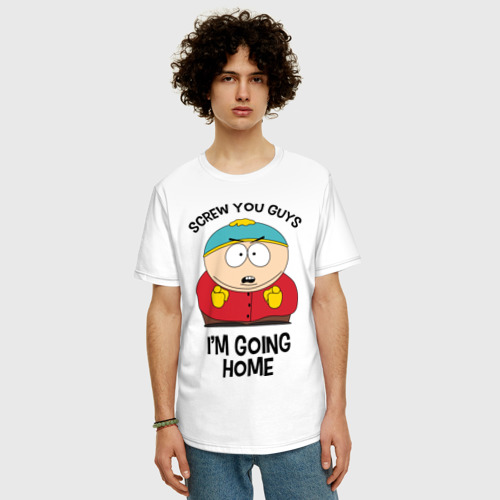 Мужская футболка хлопок Oversize South Park, Эрик Картман, цвет белый - фото 3