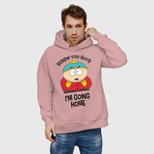 Мужское худи Oversize хлопок South Park, Эрик Картман, цвет пыльно-розовый - фото 3