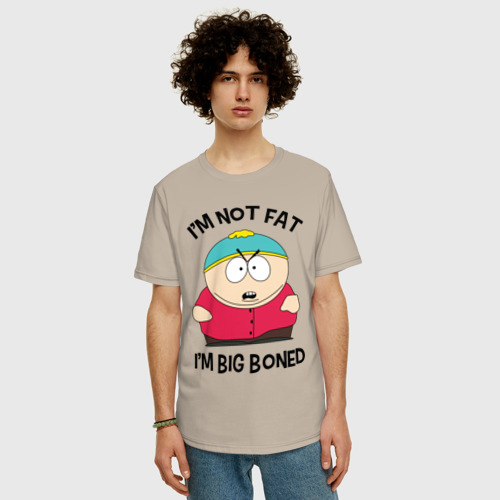 Мужская футболка хлопок Oversize Я не толстый, цвет миндальный - фото 3