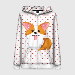 Женская толстовка 3D на молнии Корги