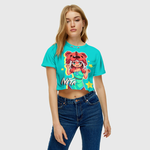 Женская футболка Crop-top 3D Bear girl - фото 3