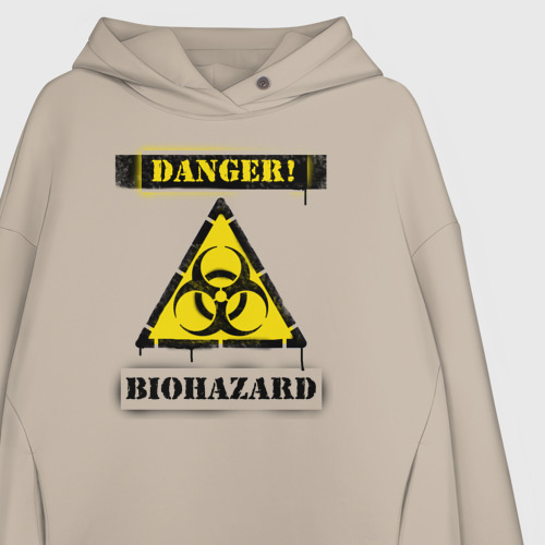 Женское худи Oversize хлопок Biohazard, цвет миндальный - фото 3