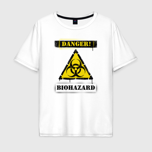 Мужская футболка хлопок Oversize Biohazard, цвет белый