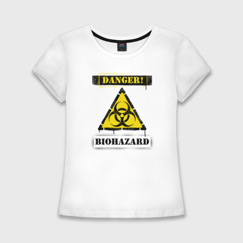 Женская футболка хлопок Slim Biohazard, цвет белый