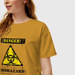 Женская футболка хлопок Oversize Biohazard - фото 2