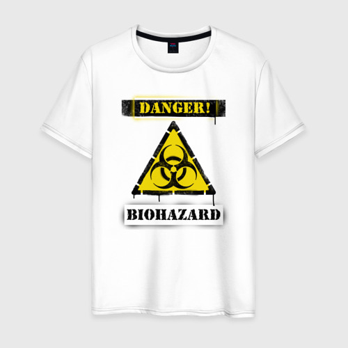 Мужская футболка из хлопка с принтом Biohazard, вид спереди №1
