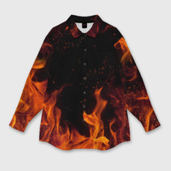 Женская рубашка oversize 3D Огонь fire