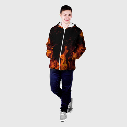Мужская куртка 3D с принтом ОГОНЬ, фото на моделе #1