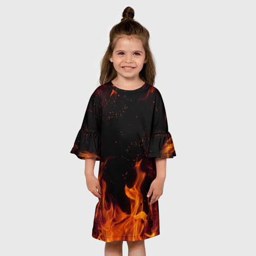 Детское платье 3D с принтом ОГОНЬ, вид сбоку #3
